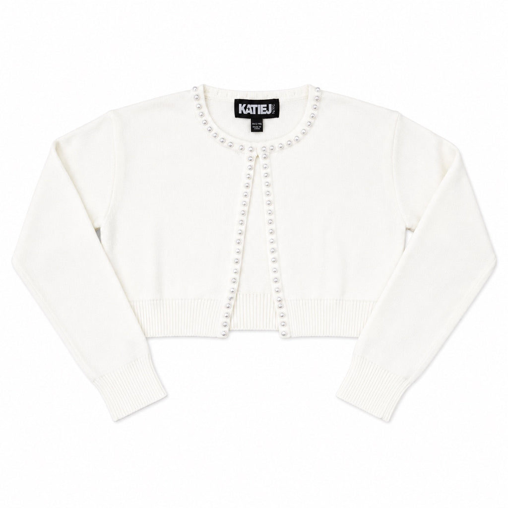 Katie J NYC kitty Hem Sweater With Pearls