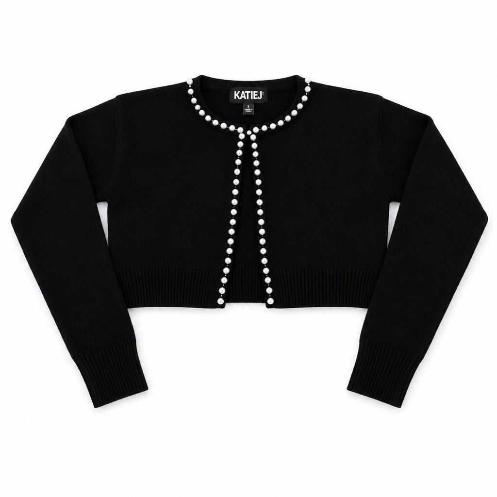 Katie J NYC kitty Hem Sweater With Pearls