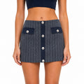 Herringbone Straight Mini Skirt